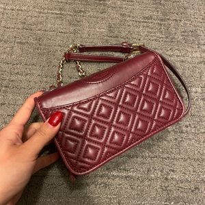 Tory Burch Mini Fleming Crossbody Bag (Burgundy)